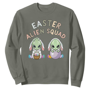 Funny Easter Alien Squad Bunny Ears Gift Sweatshirt TS12 Military Green Print Your Wear