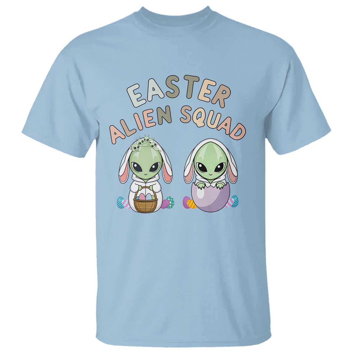 Funny Easter Alien Squad Bunny Ears Gift T Shirt TS12 Light Blue Print Your Wear