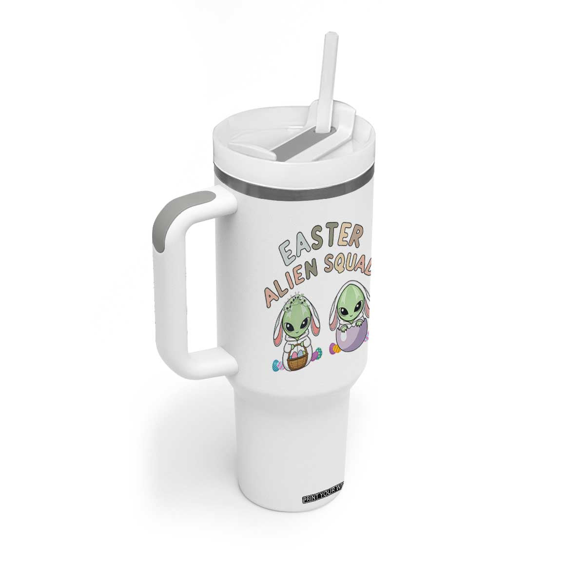 Funny Easter Alien Squad Bunny Ears Gift Tumbler With Handle TS12 Print Your Wear