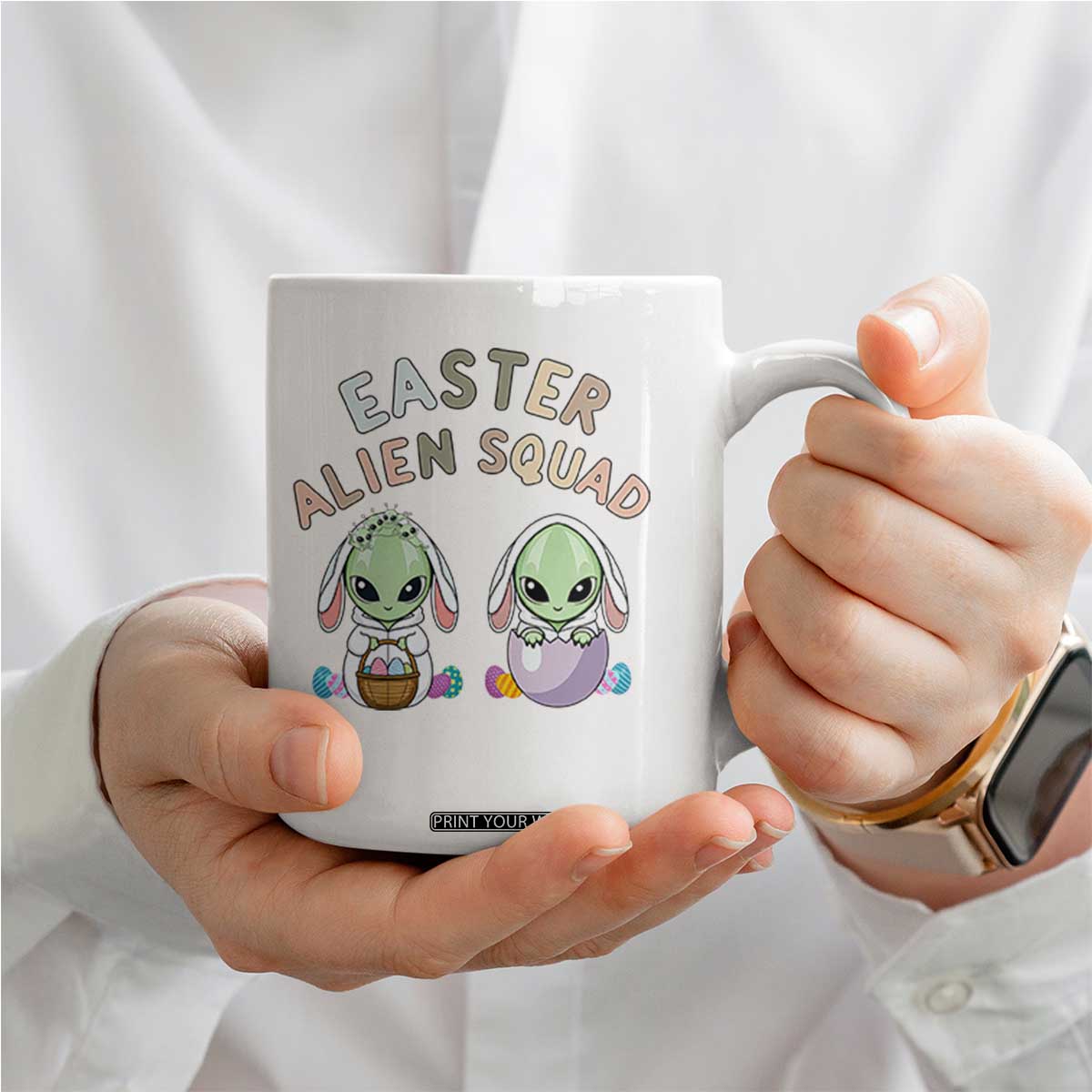 Funny Easter Alien Squad Bunny Ears Gift Coffee Mug TS12 Print Your Wear