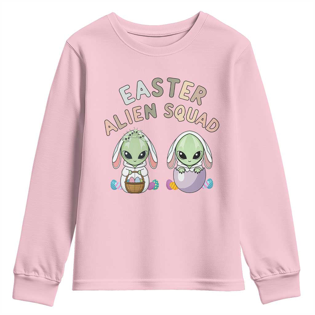 Funny Easter Alien Squad Bunny Ears Gift Youth Sweatshirt TS12 Light Pink Print Your Wear