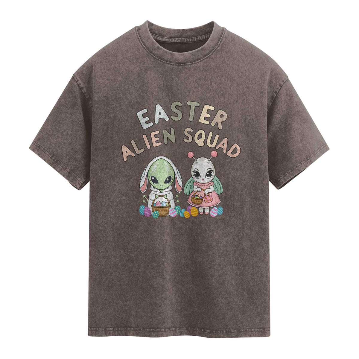 Easter Alien Squad Washed Cotton T-Shirt Funny UFO Lover Gift