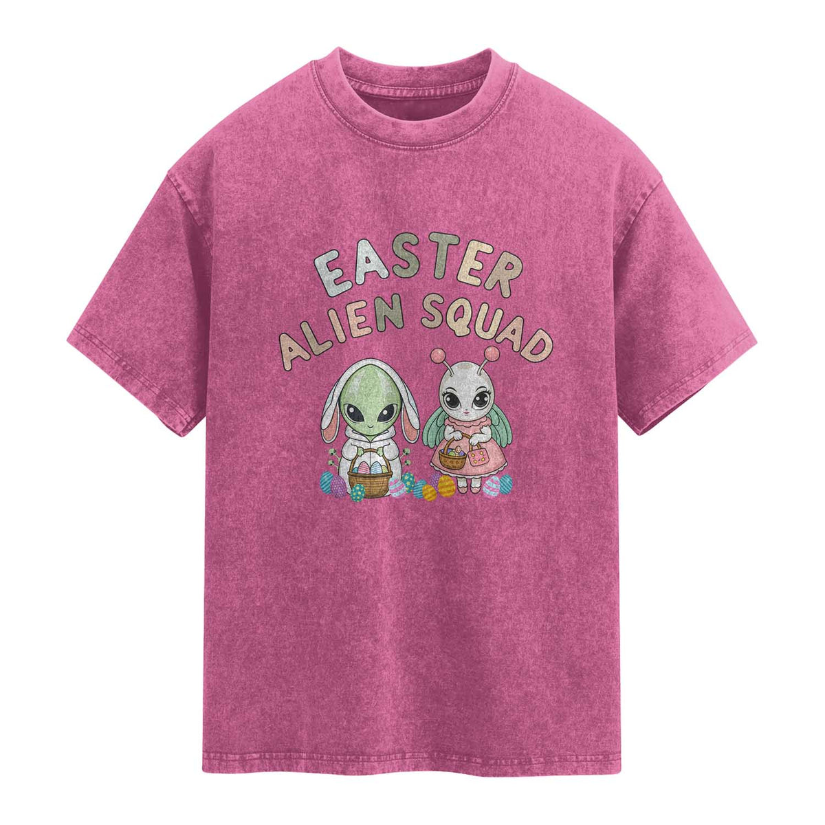 Easter Alien Squad Washed Cotton T-Shirt Funny UFO Lover Gift