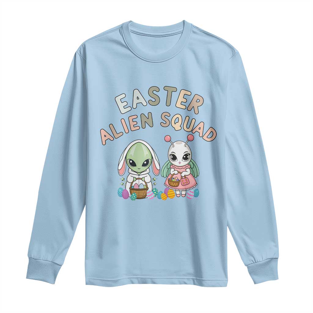 Easter Alien Squad Long Sleeve Shirt Funny UFO Lover Gift TS12 Light Blue Print Your Wear