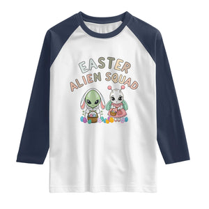 Easter Alien Squad Raglan Shirt Funny UFO Lover Gift TS12 White Navy Print Your Wear