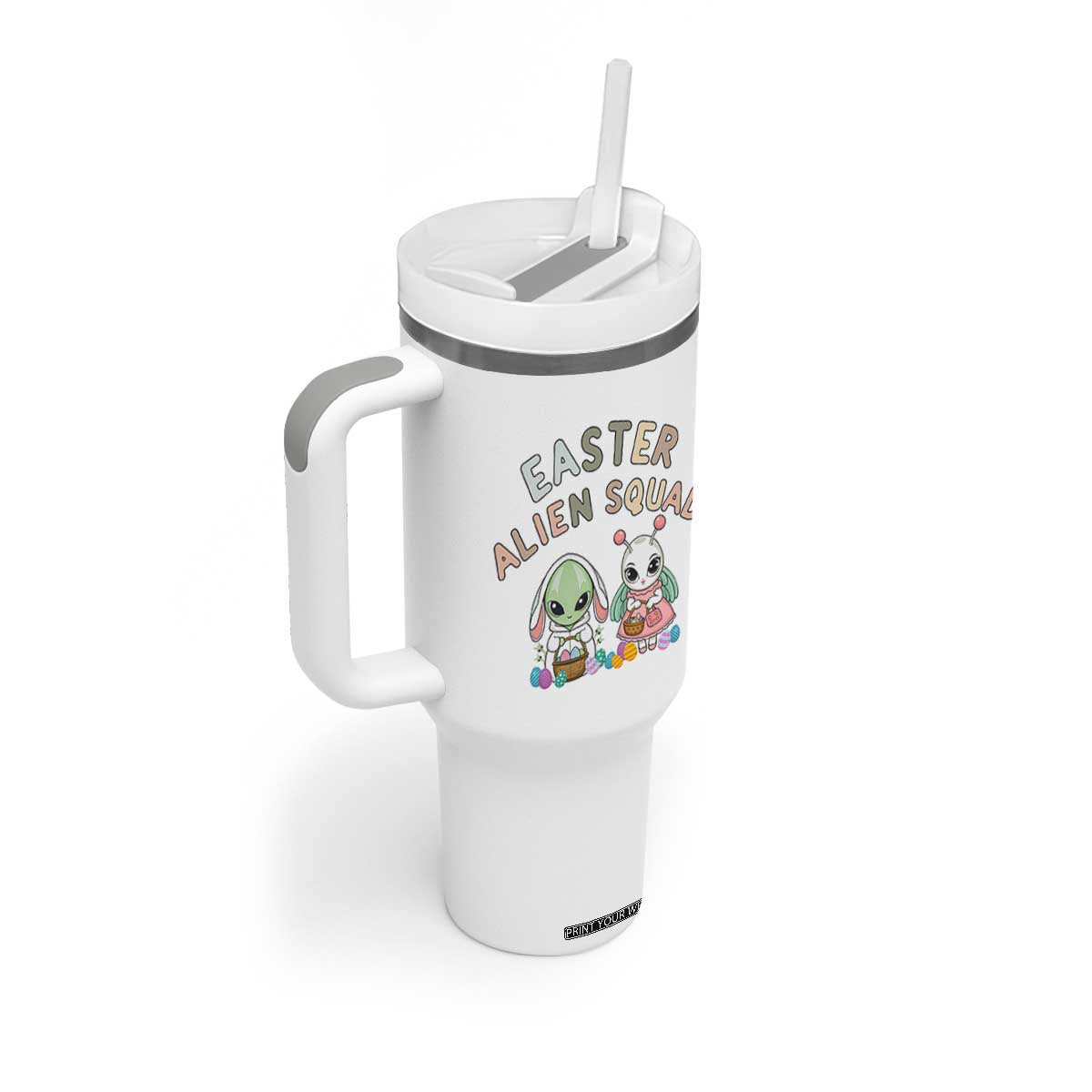 Easter Alien Squad Tumbler With Handle Funny UFO Lover Gift TS12 Print Your Wear