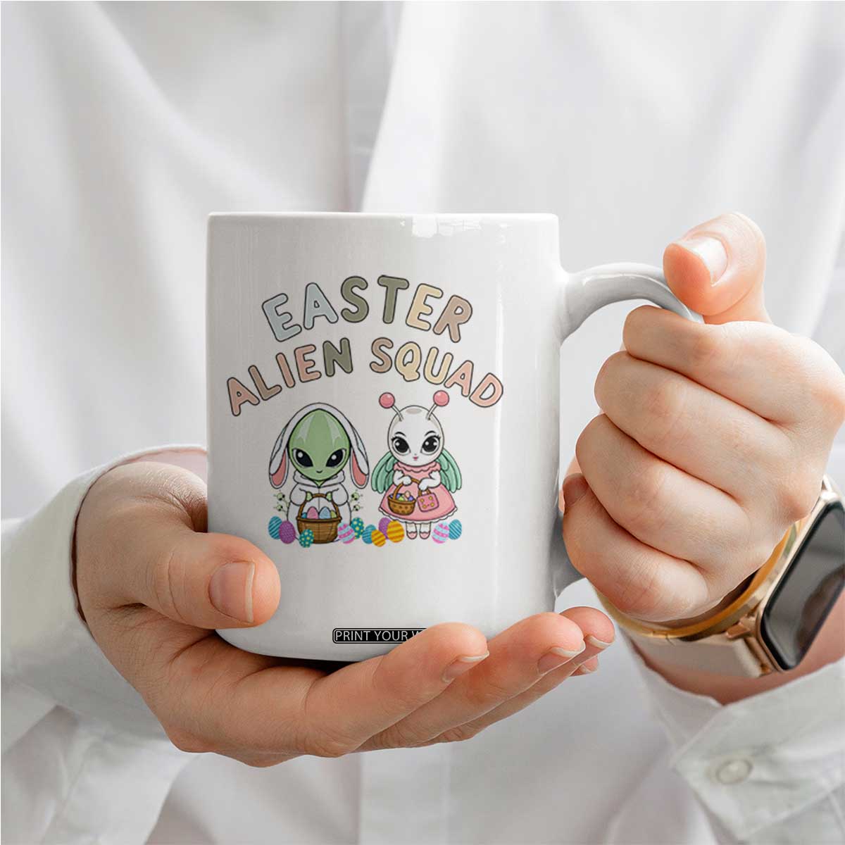 Easter Alien Squad Coffee Mug Funny UFO Lover Gift TS12 Print Your Wear