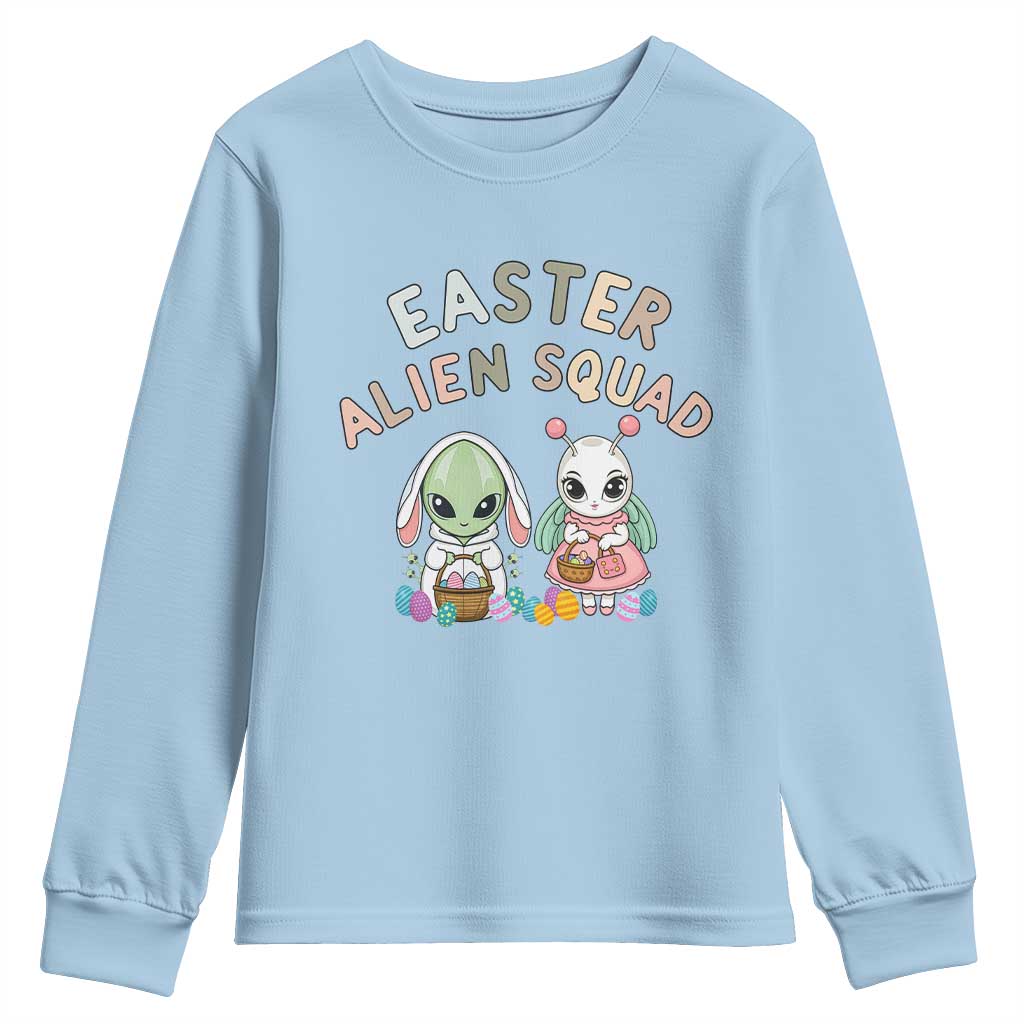 Easter Alien Squad Youth Sweatshirt Funny UFO Lover Gift TS12 Light Blue Print Your Wear