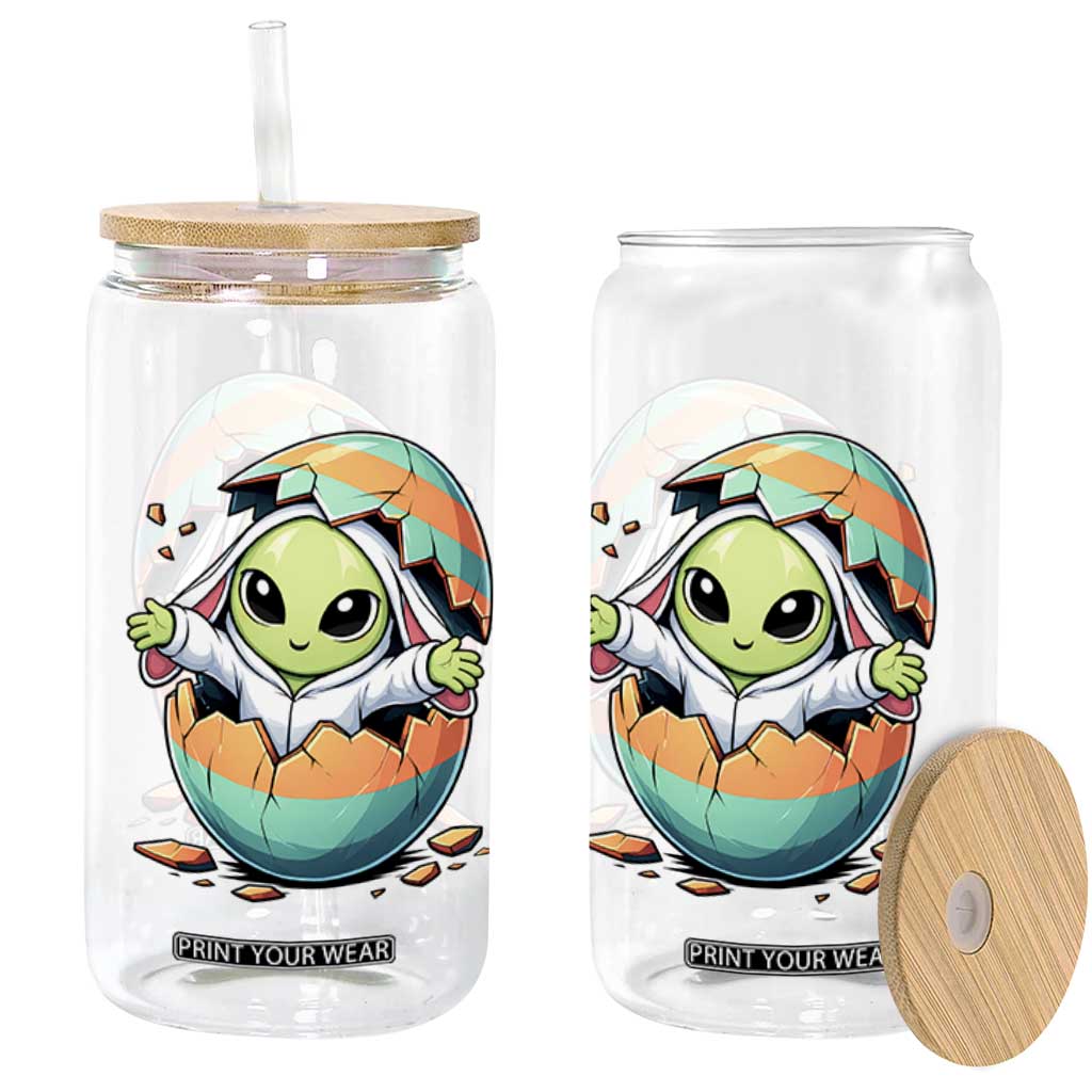 Funny Alien Bunny Ears Easter Glass Can Extraterrestrial Gift TS12 Print Your Wear