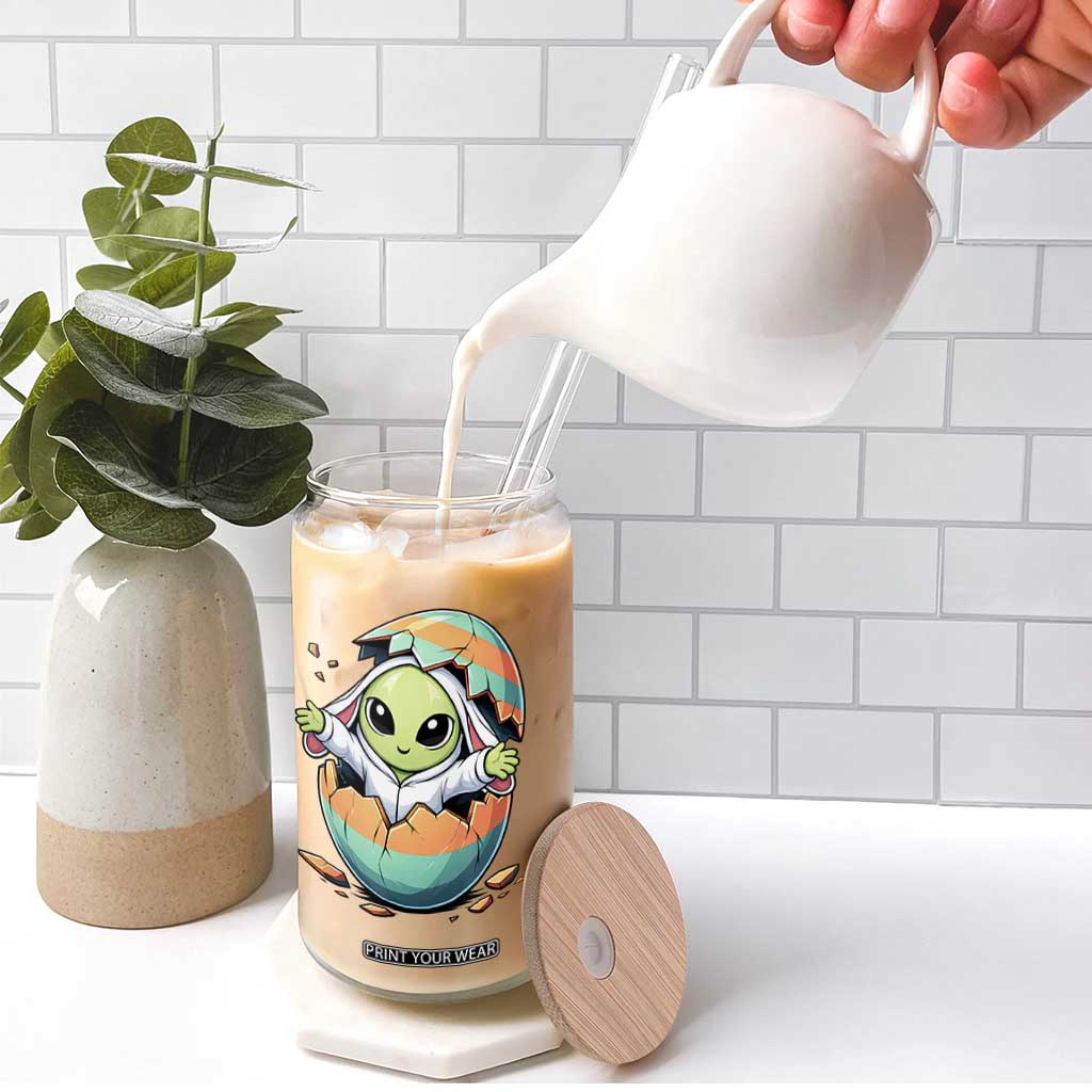 Funny Alien Bunny Ears Easter Glass Can Extraterrestrial Gift TS12 Print Your Wear