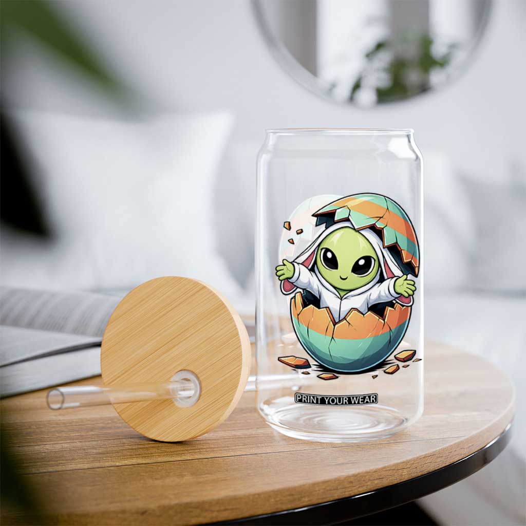Funny Alien Bunny Ears Easter Glass Can Extraterrestrial Gift TS12 Print Your Wear