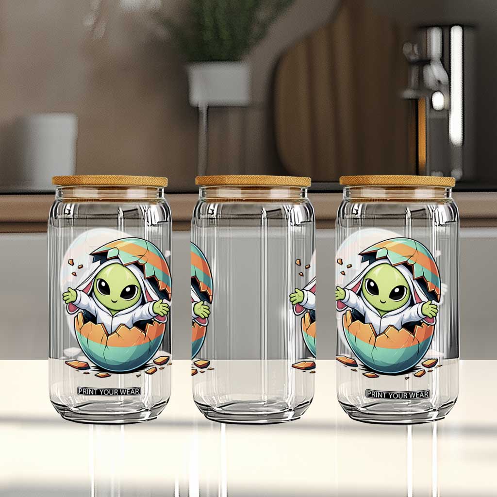 Funny Alien Bunny Ears Easter Glass Can Extraterrestrial Gift TS12 Print Your Wear