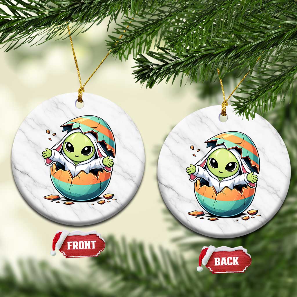 Funny Alien Bunny Ears Easter Ceramic Ornament Extraterrestrial Gift TS12 1pc White Marble Print Your Wear