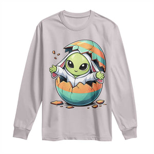 Funny Alien Bunny Ears Easter Long Sleeve Shirt Extraterrestrial Gift TS12 Ice Gray Print Your Wear