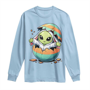 Funny Alien Bunny Ears Easter Long Sleeve Shirt Extraterrestrial Gift TS12 Light Blue Print Your Wear