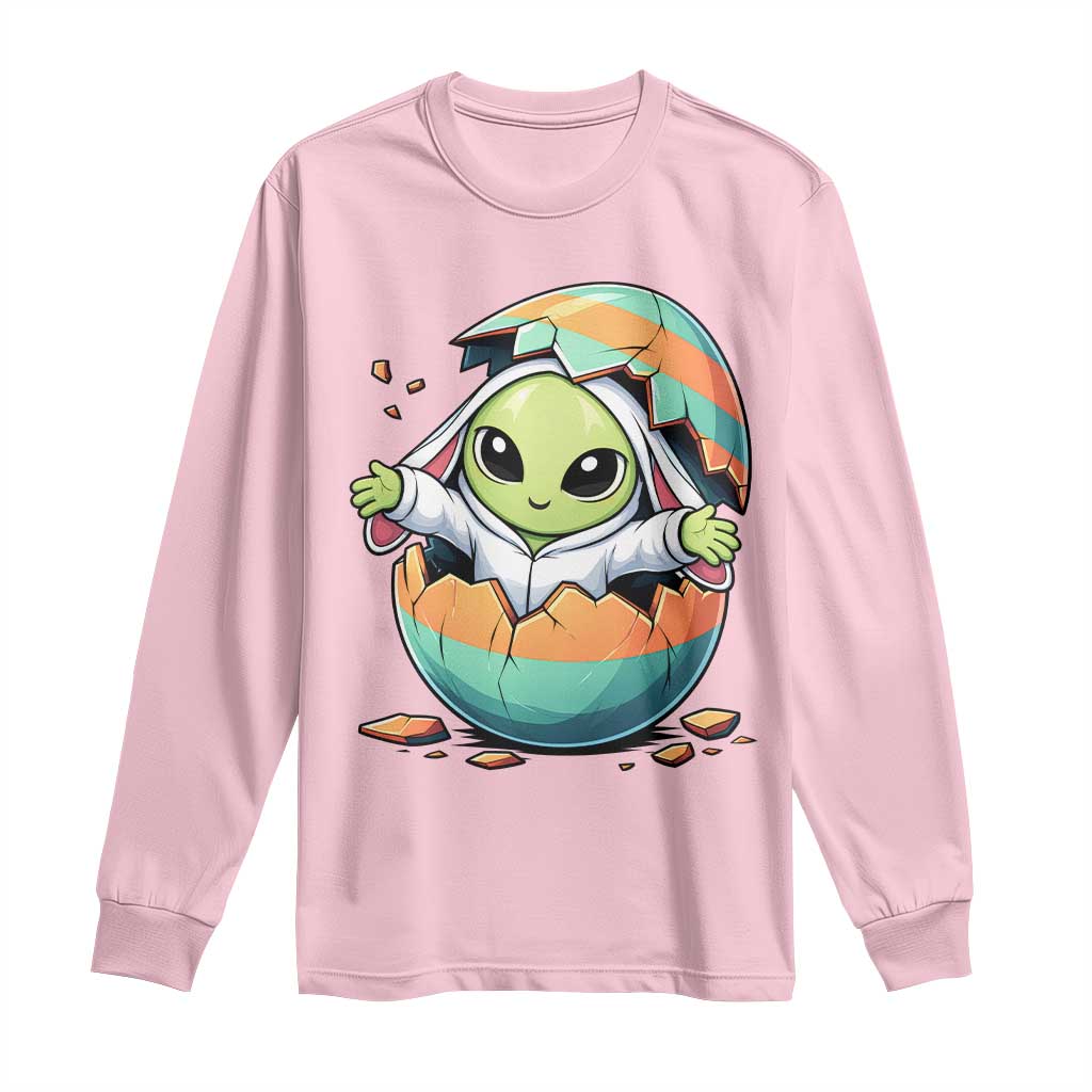 Funny Alien Bunny Ears Easter Long Sleeve Shirt Extraterrestrial Gift TS12 Light Pink Print Your Wear