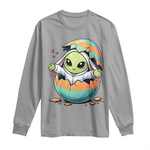 Funny Alien Bunny Ears Easter Long Sleeve Shirt Extraterrestrial Gift TS12 Sport Gray Print Your Wear