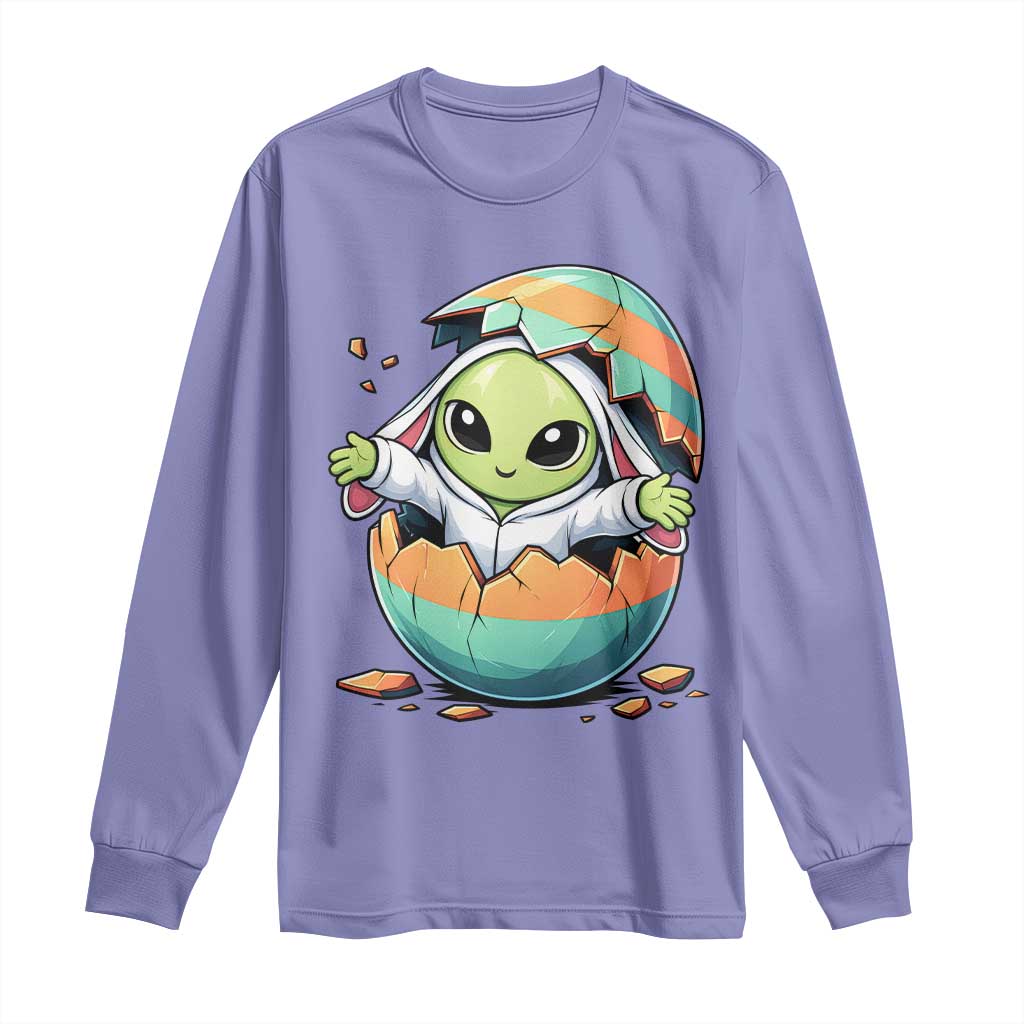 Funny Alien Bunny Ears Easter Long Sleeve Shirt Extraterrestrial Gift TS12 Violet Print Your Wear