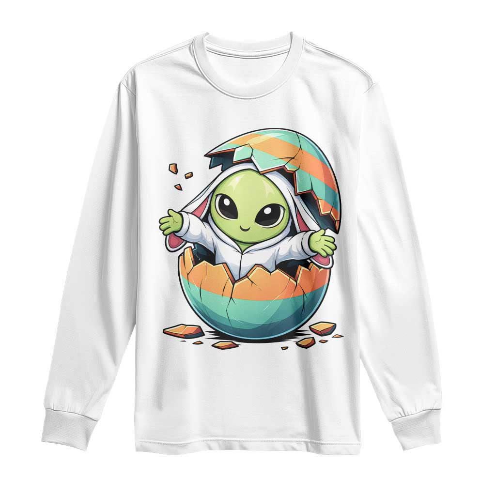Funny Alien Bunny Ears Easter Long Sleeve Shirt Extraterrestrial Gift TS12 White Print Your Wear