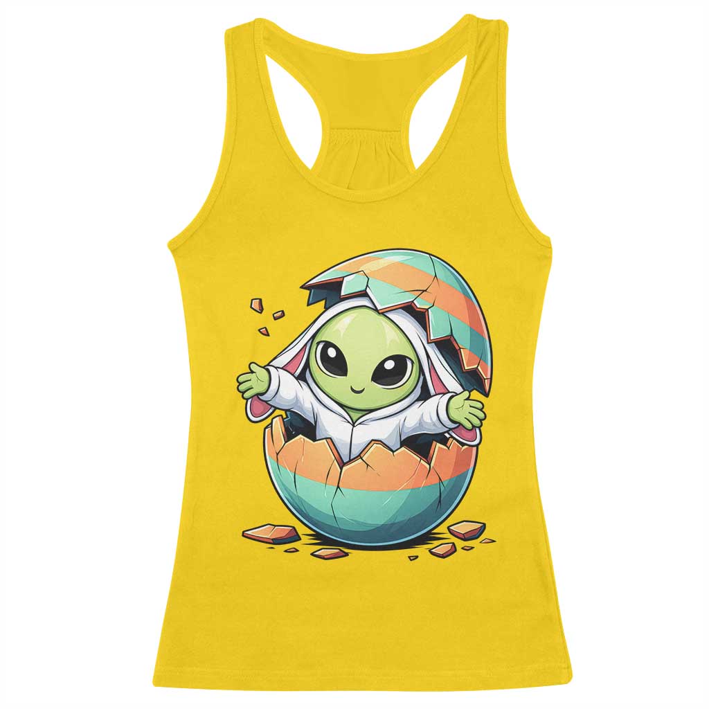 Funny Alien Bunny Ears Easter Racerback Tank Top Extraterrestrial Gift TS12 Daisy Print Your Wear