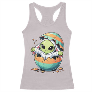 Funny Alien Bunny Ears Easter Racerback Tank Top Extraterrestrial Gift TS12 Ice Gray Print Your Wear