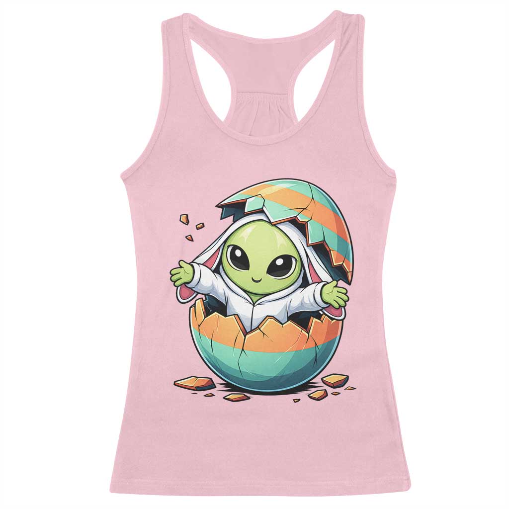 Funny Alien Bunny Ears Easter Racerback Tank Top Extraterrestrial Gift TS12 Light Pink Print Your Wear