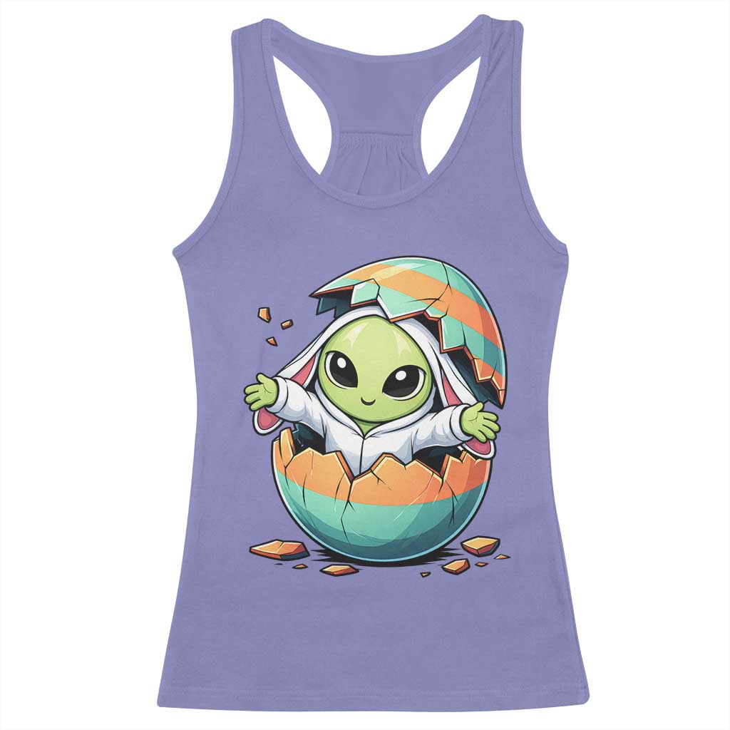 Funny Alien Bunny Ears Easter Racerback Tank Top Extraterrestrial Gift TS12 Violet Print Your Wear