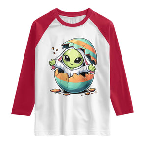 Funny Alien Bunny Ears Easter Raglan Shirt Extraterrestrial Gift TS12 White Red Print Your Wear