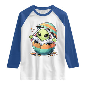Funny Alien Bunny Ears Easter Raglan Shirt Extraterrestrial Gift TS12 White Royal Print Your Wear
