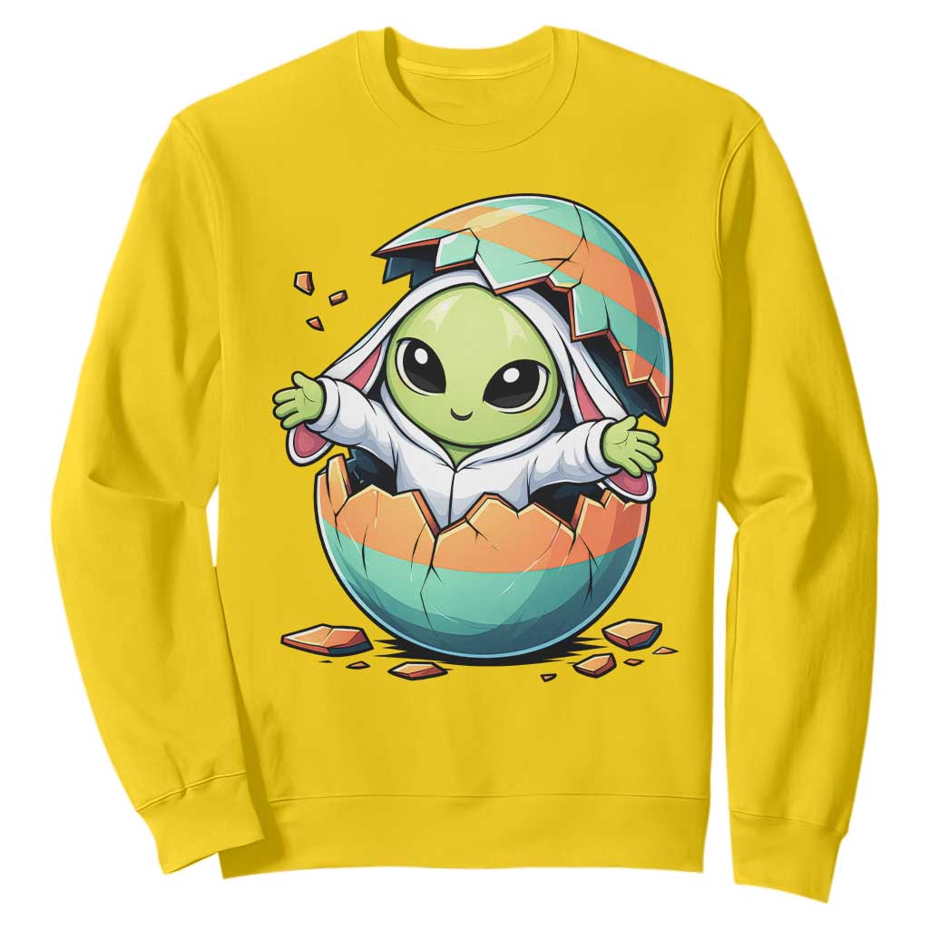 Funny Alien Bunny Ears Easter Sweatshirt Extraterrestrial Gift TS12 Daisy Print Your Wear