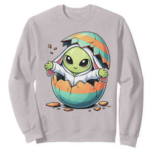 Funny Alien Bunny Ears Easter Sweatshirt Extraterrestrial Gift TS12 Ice Gray Print Your Wear