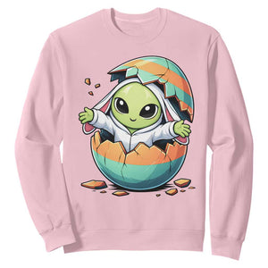 Funny Alien Bunny Ears Easter Sweatshirt Extraterrestrial Gift TS12 Light Pink Print Your Wear
