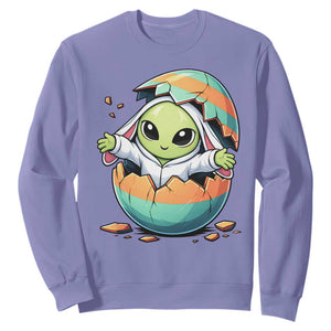 Funny Alien Bunny Ears Easter Sweatshirt Extraterrestrial Gift TS12 Violet Print Your Wear