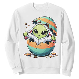 Funny Alien Bunny Ears Easter Sweatshirt Extraterrestrial Gift TS12 White Print Your Wear