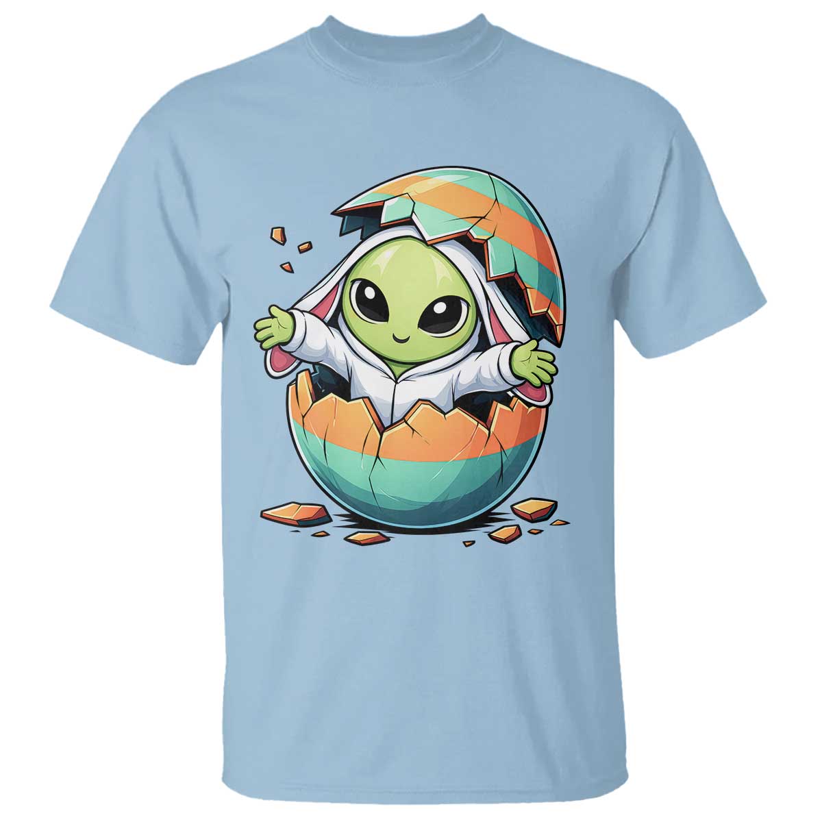 Funny Alien Bunny Ears Easter T Shirt Extraterrestrial Gift TS12 Light Blue Print Your Wear