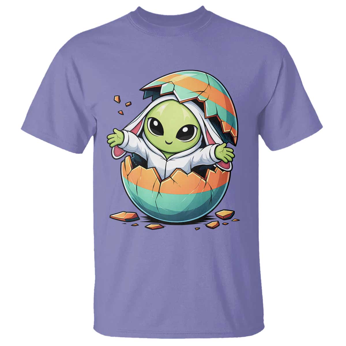 Funny Alien Bunny Ears Easter T Shirt Extraterrestrial Gift TS12 Violet Print Your Wear
