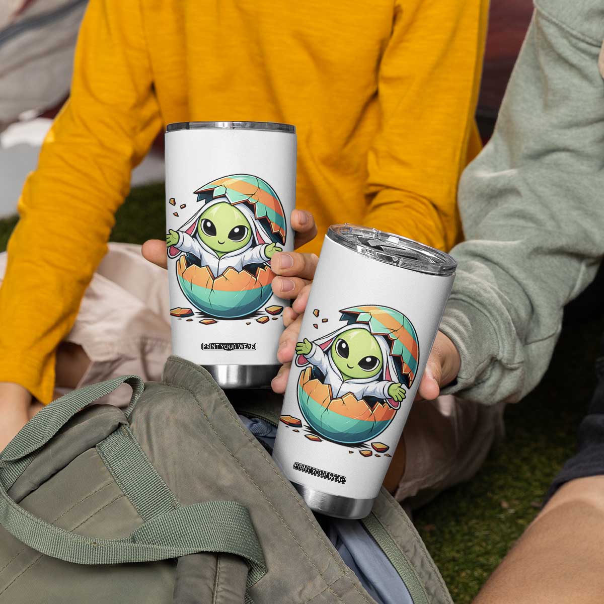 Funny Alien Bunny Ears Easter Tumbler Cup Extraterrestrial Gift TS12 Print Your Wear
