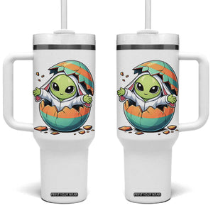 Funny Alien Bunny Ears Easter Tumbler With Handle Extraterrestrial Gift TS12 One Size: 40 oz White Print Your Wear