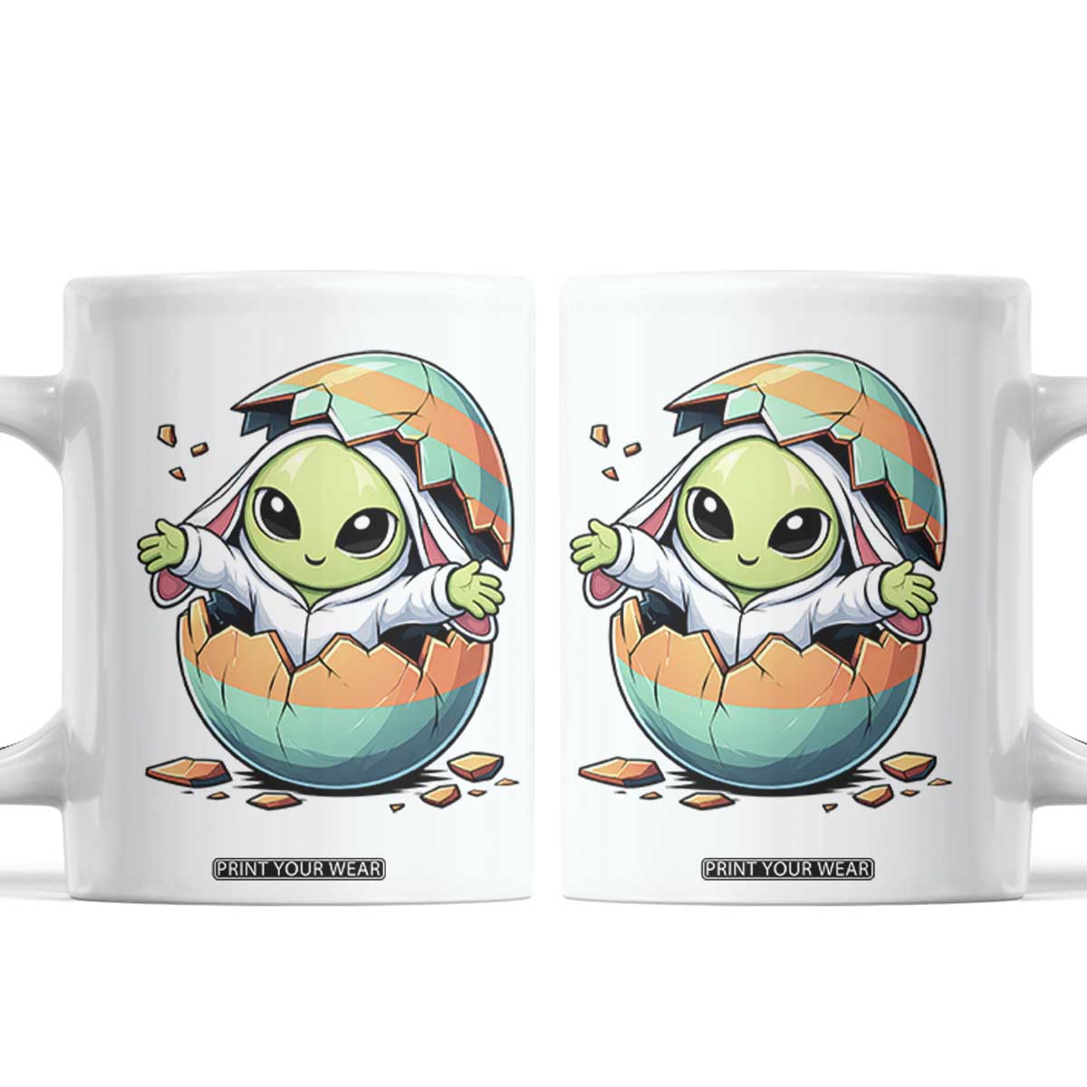 Funny Alien Bunny Ears Easter Coffee Mug Extraterrestrial Gift TS12 White Print Your Wear