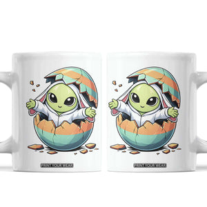 Funny Alien Bunny Ears Easter Coffee Mug Extraterrestrial Gift TS12 White Print Your Wear