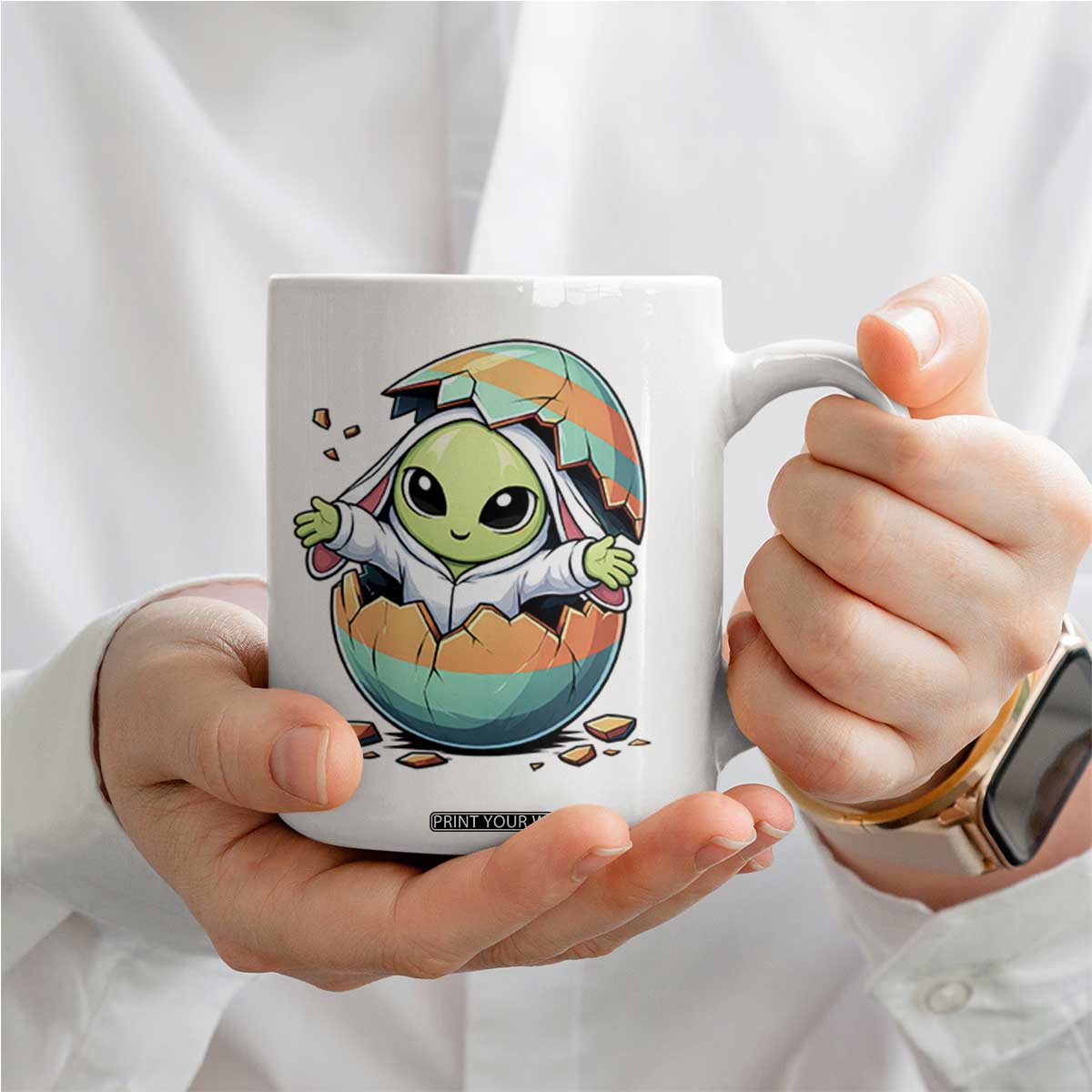 Funny Alien Bunny Ears Easter Coffee Mug Extraterrestrial Gift TS12 Print Your Wear