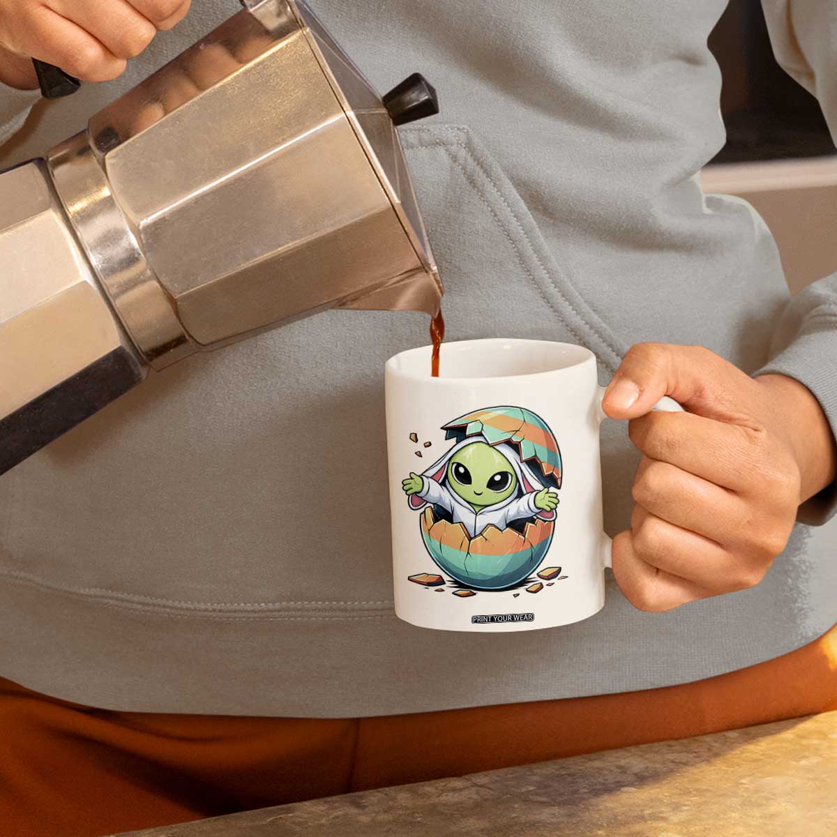 Funny Alien Bunny Ears Easter Coffee Mug Extraterrestrial Gift TS12 Print Your Wear