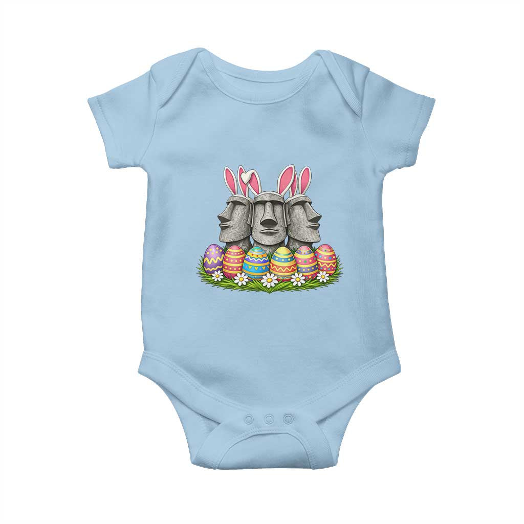 Easter Island Moai Bunny Ears Baby Onesie Funny Archaeology Gift TS12 Light Blue Print Your Wear