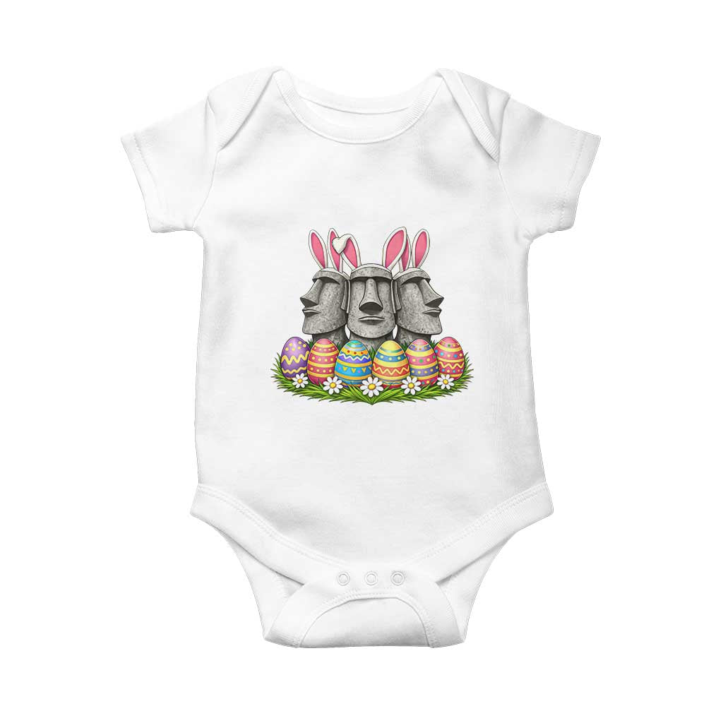 Easter Island Moai Bunny Ears Baby Onesie Funny Archaeology Gift TS12 White Print Your Wear