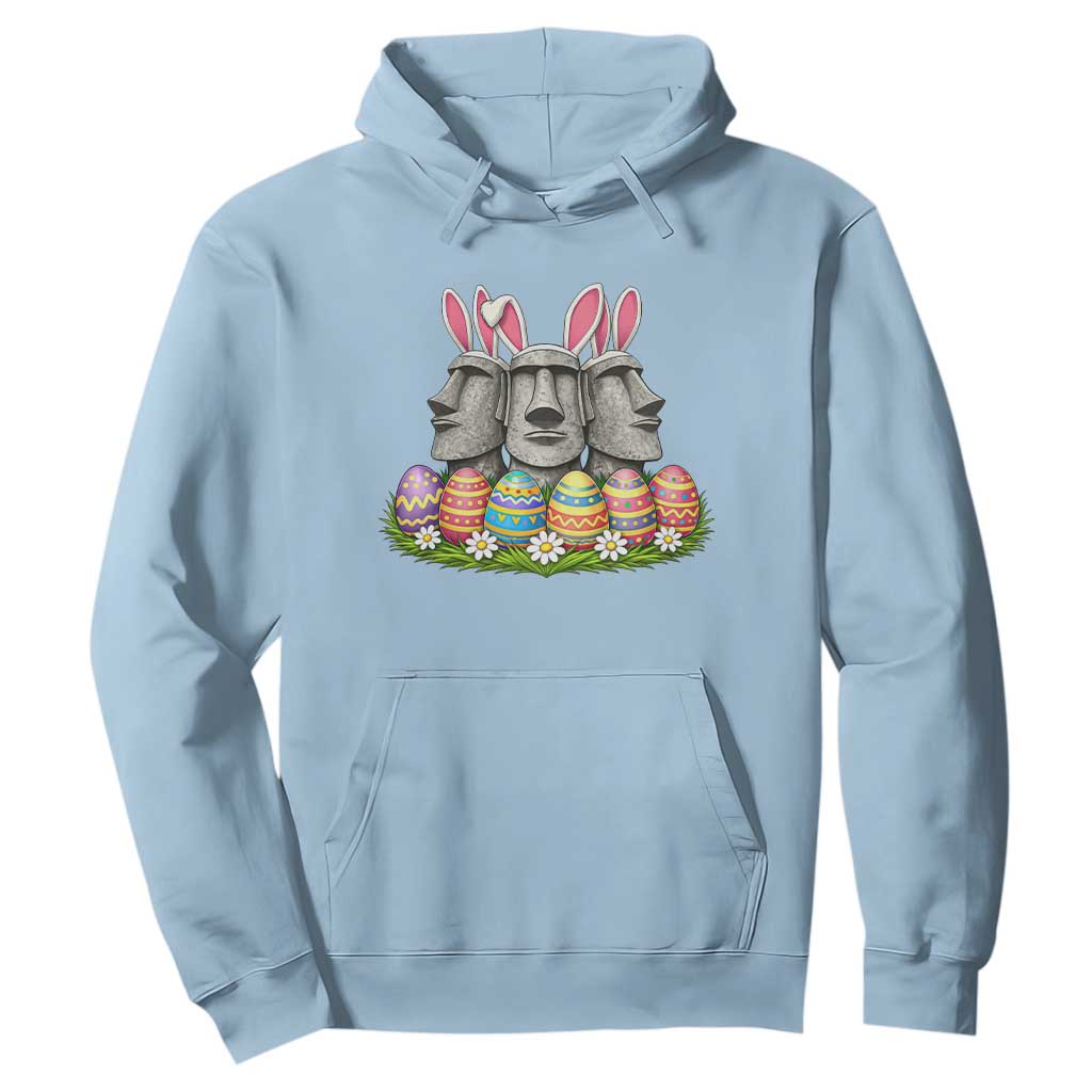 Easter Island Moai Bunny Ears Hoodie Funny Archaeology Gift TS12 Light Blue Print Your Wear