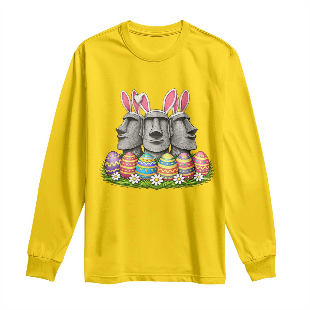 Easter Island Moai Bunny Ears Long Sleeve Shirt Funny Archaeology Gift TS12 Daisy Print Your Wear
