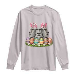 Easter Island Moai Bunny Ears Long Sleeve Shirt Funny Archaeology Gift TS12 Ice Gray Print Your Wear