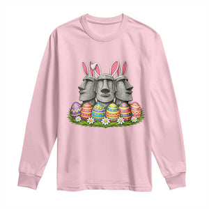 Easter Island Moai Bunny Ears Long Sleeve Shirt Funny Archaeology Gift TS12 Light Pink Print Your Wear