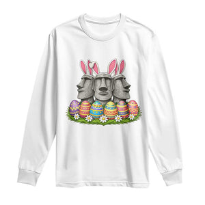 Easter Island Moai Bunny Ears Long Sleeve Shirt Funny Archaeology Gift TS12 White Print Your Wear