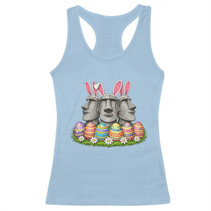 Easter Island Moai Bunny Ears Racerback Tank Top Funny Archaeology Gift TS12 Light Blue Print Your Wear